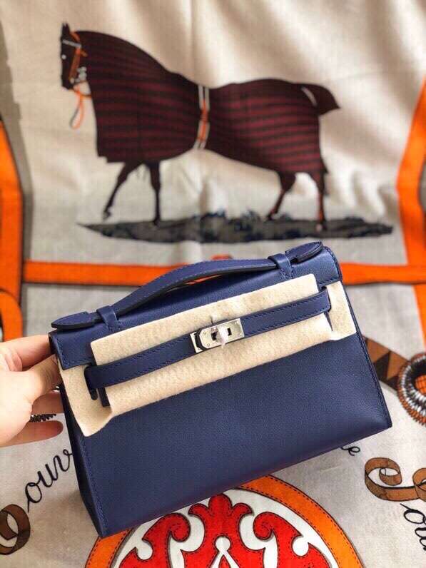 에르메스 미니 켈리백22 블루사파이어 은장 스위프트